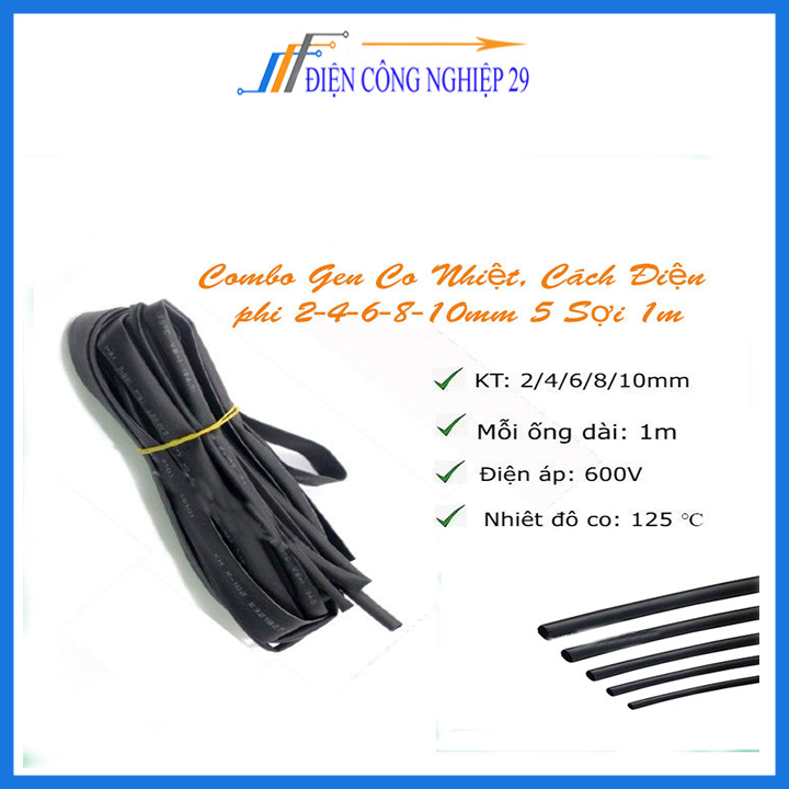 Combo Gen Co Nhiệt, Cách Điện 2/4/6/8/10mm 5 Sợi 1m