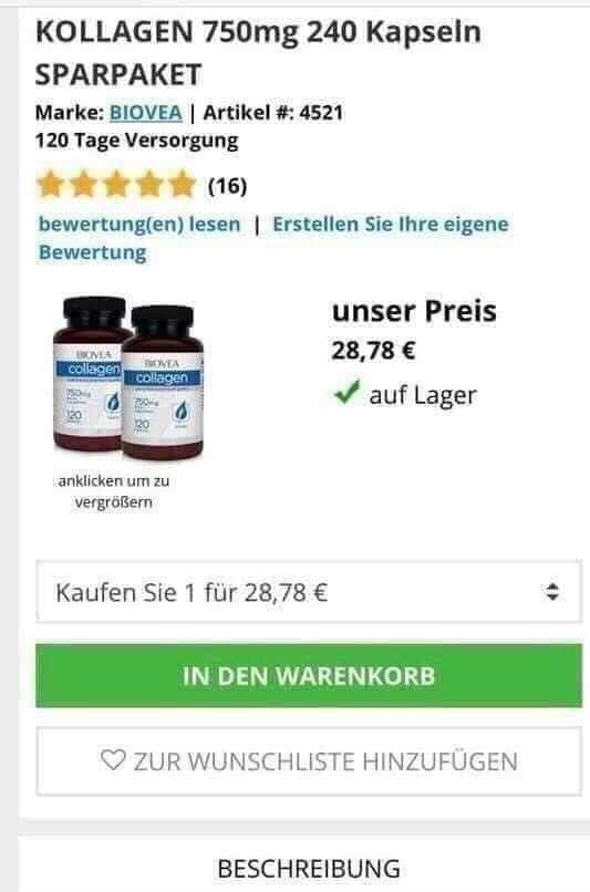 Đồ uống  Biovea colagen 750mg đức