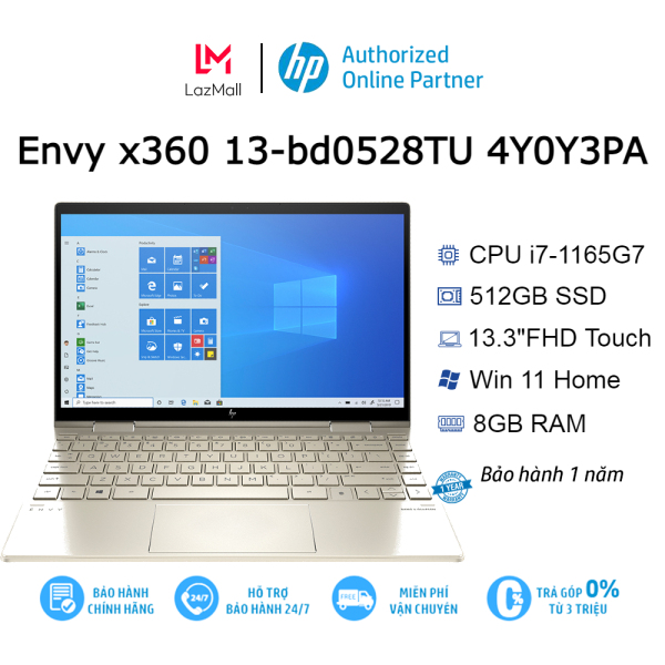 [VOUCHER 5 TRIỆU - DUY NHẤT 27.3] Laptop HP Envy x360 13-bd0528TU 4Y0Y3PA i7-1165G7| 8GB| 512GB| 13.3″FHD/TOUCH| OB| Win11 (Gold)
