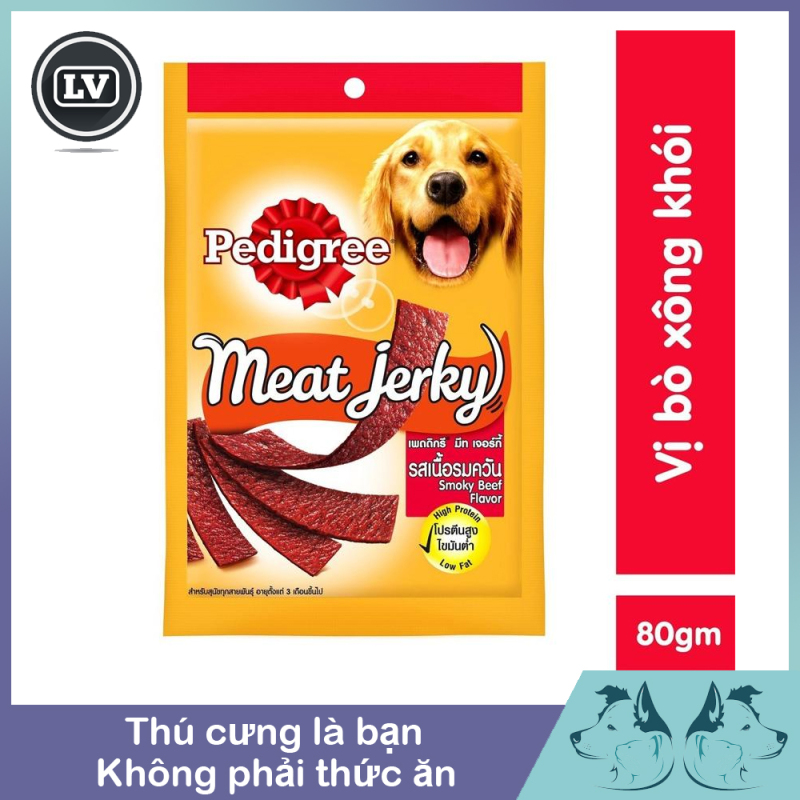 Bánh thưởng cho chó Pedigree Meat Jerky 80gr vị bò xông khói dạng thanh