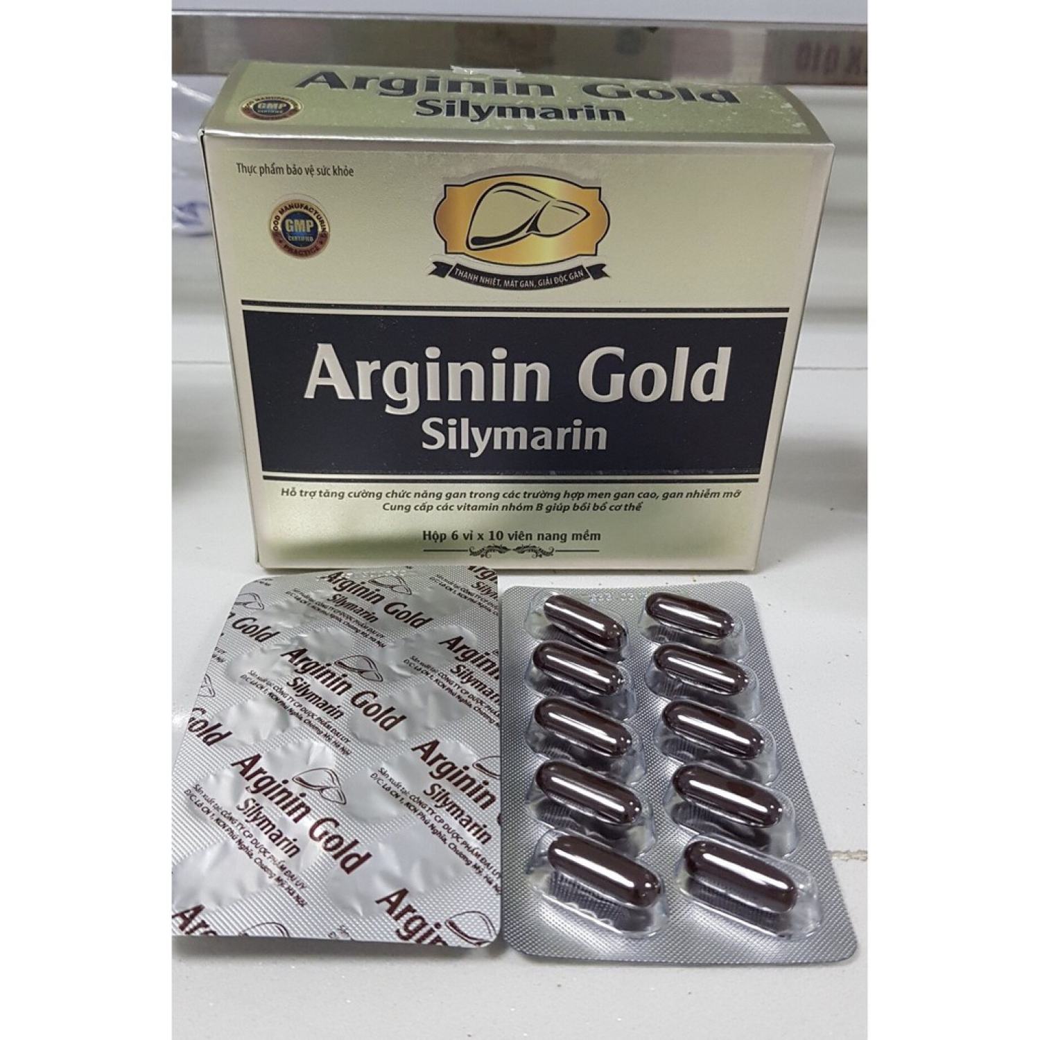 Bổ gan ARGININ GOLD SILYMARIN hộp 60 viên - lợi mật - tăng cường chức năng gan - giải độc cơ thể