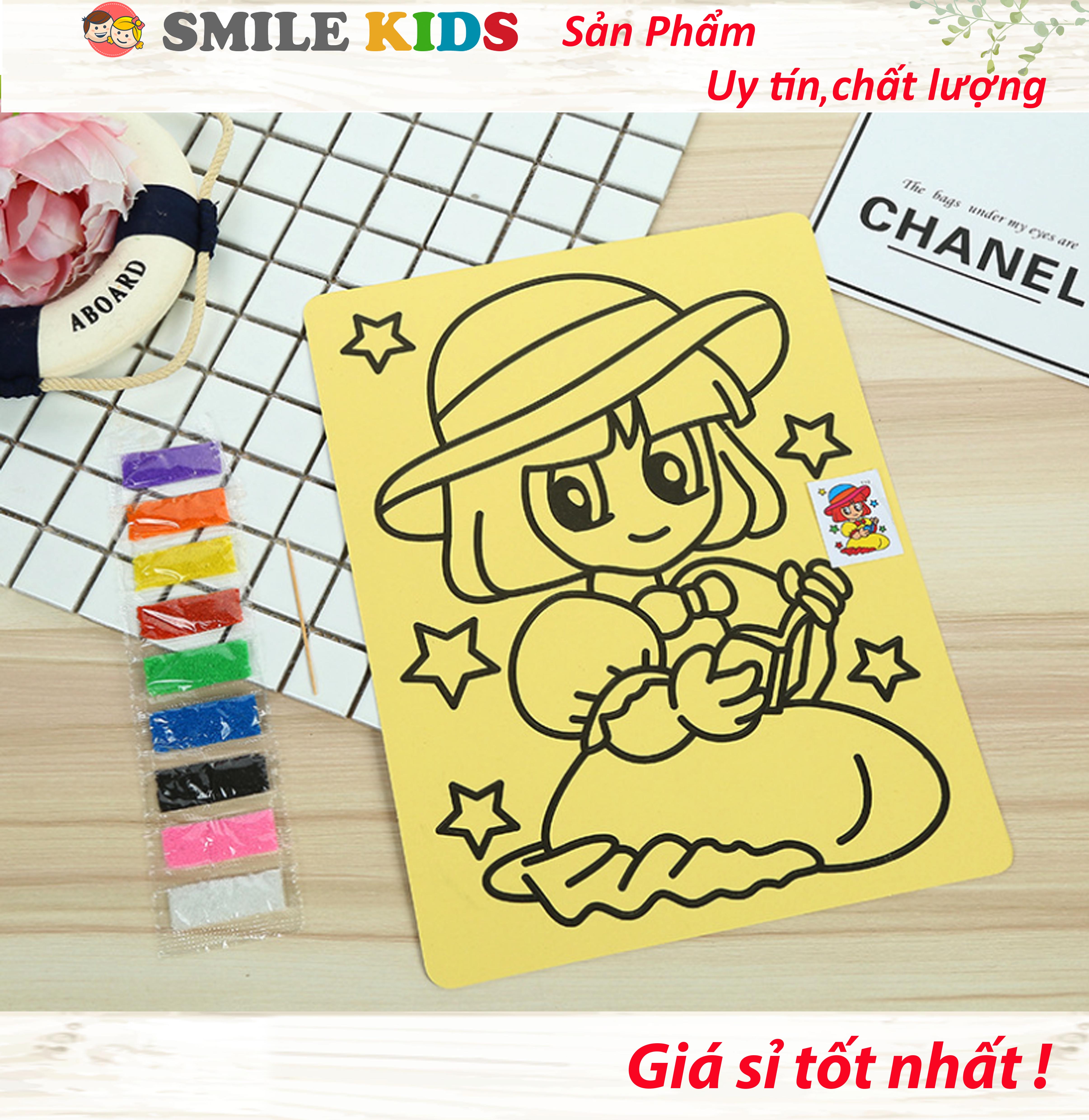 Tranh cát khổ A4 nền vàng cho bé (kèm có cát)