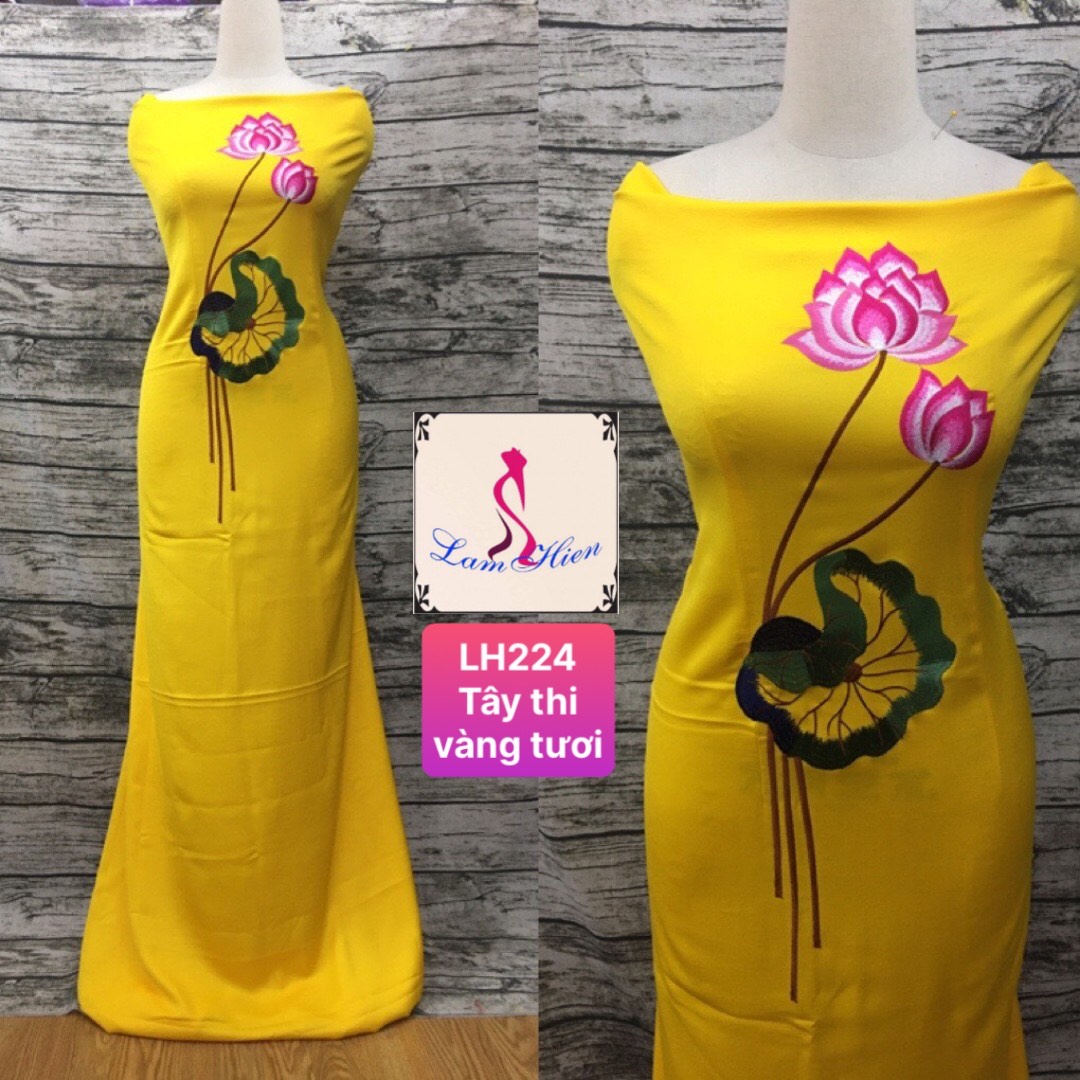 Vải áo dài lụa tây thi bông thêu LH224