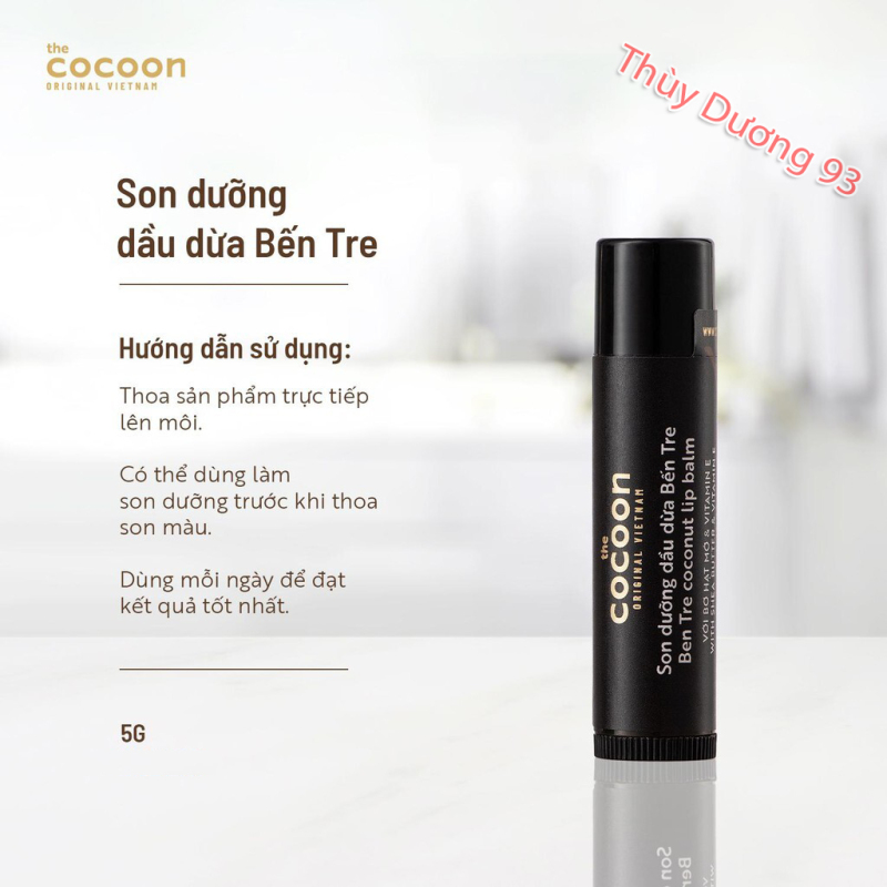 Son dưỡng môi dầu dừa bến tre Cocoon 5g giúp đôi môi mềm mượt, căng mọng, chống khô môi,nứt nẻ, loại bỏ da chết giúp môi hồng hào giá rẻ