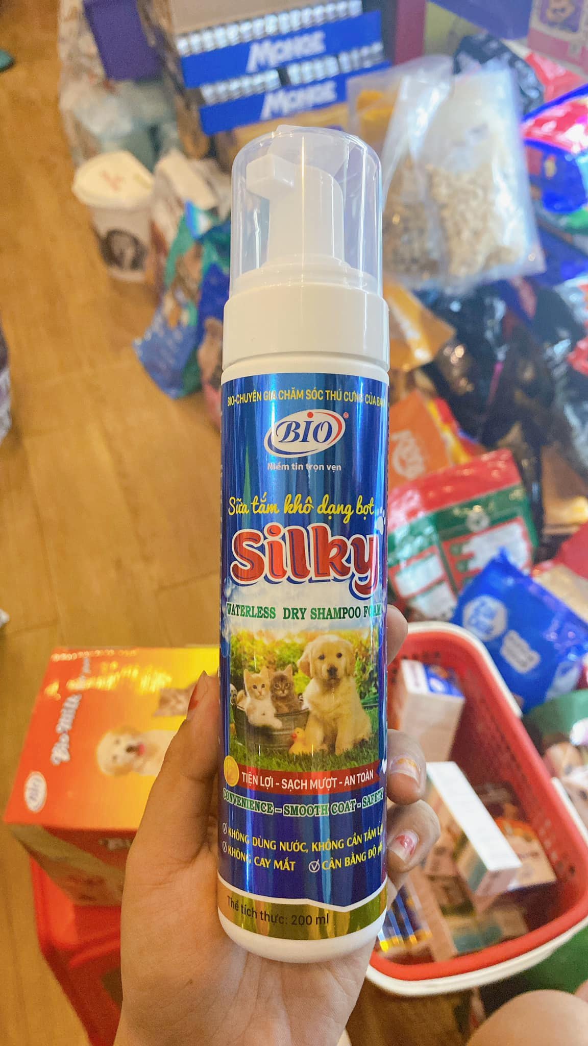 tắm khô Bio - Silky (xà bông khô dạng bọt) cho chó mèo - T3 PETS SHOP