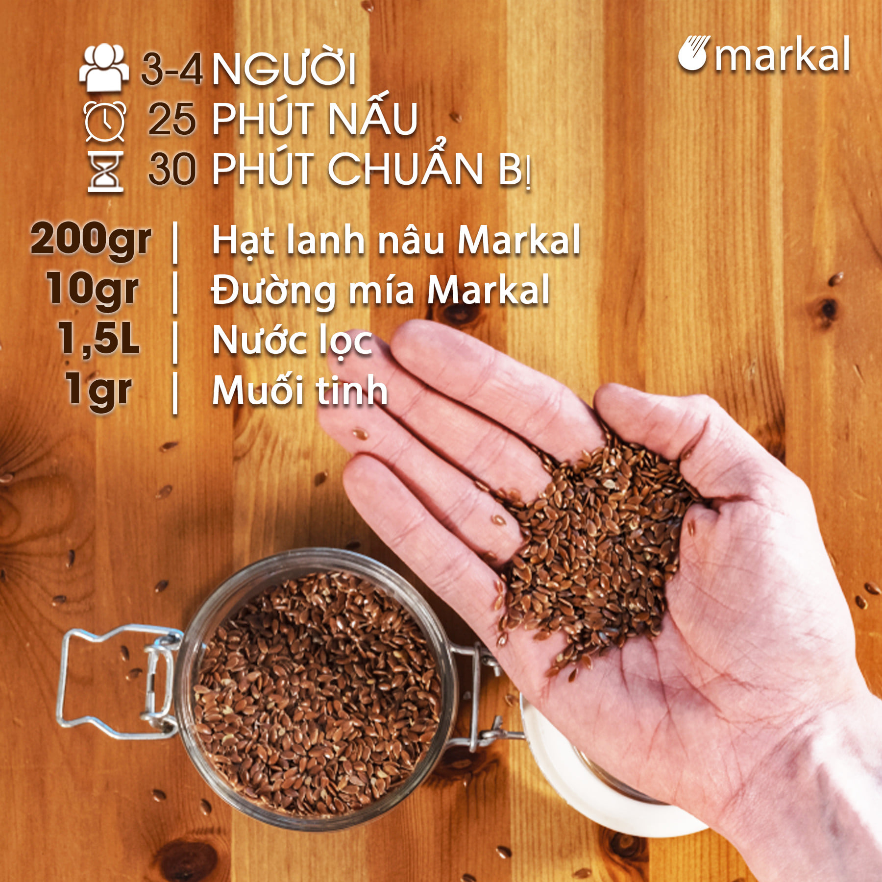 HẠT LANH NÂU HỮU CƠ MARKAL 500G