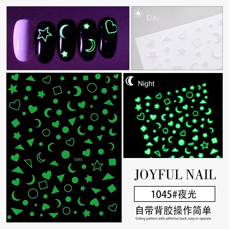 sticker dạ quang dán móng tay nail