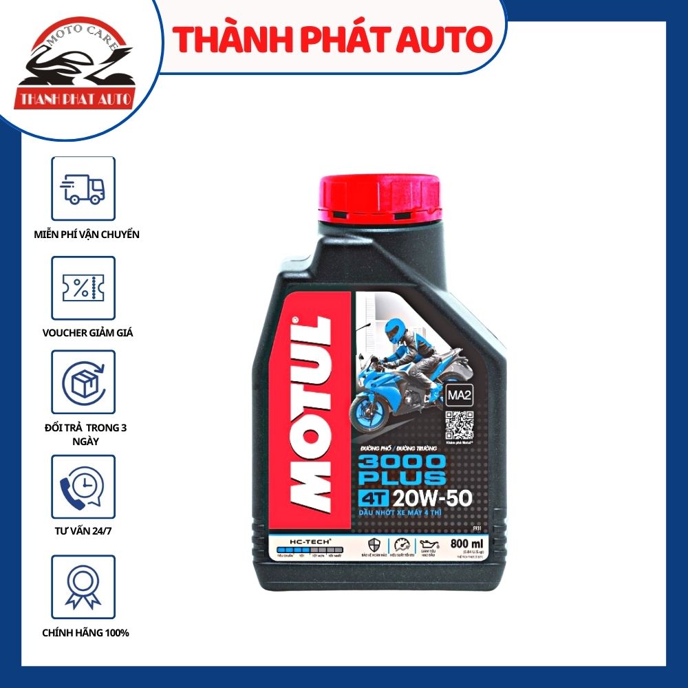 [HCM]Nhớt xe máy Motul 3000 Plus 4T 20W50 dung tích 800ml nhớt chuyên dùng cho xe số 4 thì hàng chính hãng từ shop uy tín an tâm tin dùng