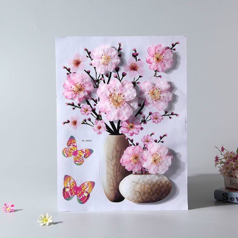 Dán hoa 3d nổi có sẵn keo