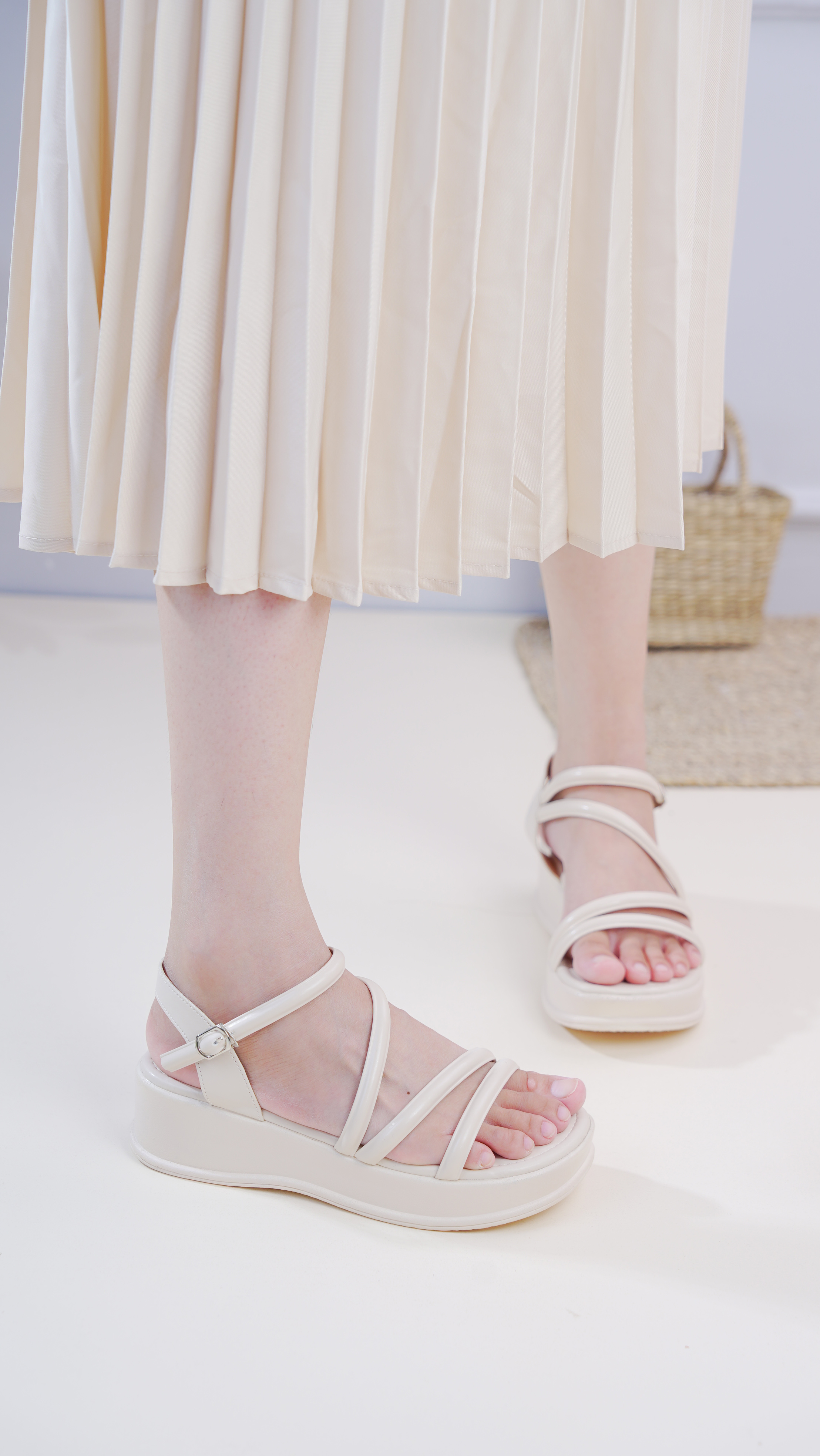 Pixie H307 5cm Wedge Sandals with Thin Straps