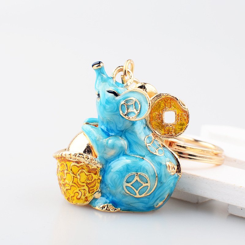 Móc Khóa Hợp Kim Cao Cấp Chuột Tài Lộc Đem Lại May Mắn Siêu Dễ Thương (size 50 x 38 mm)