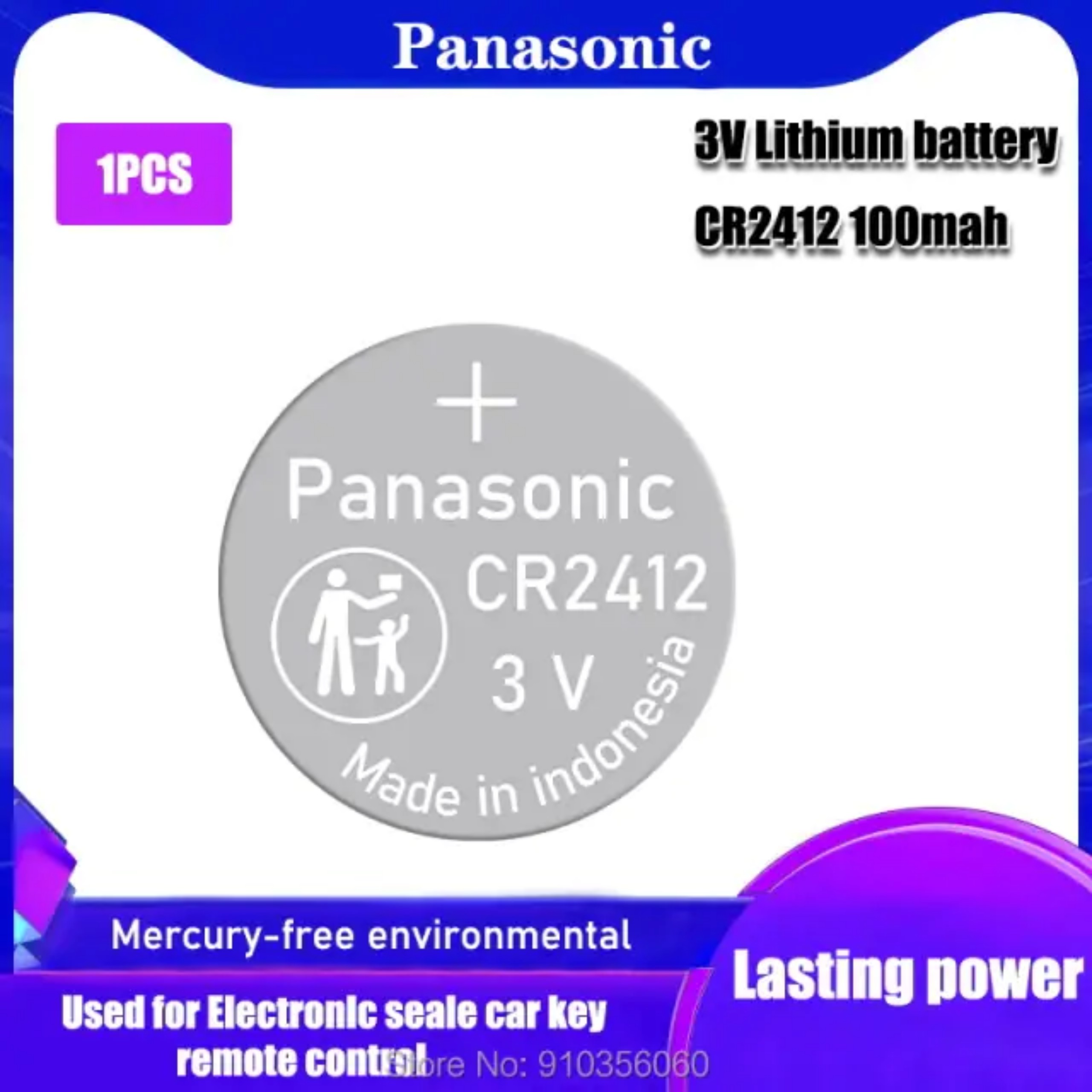 Vỉ 1 viên pin 3V Lithium CR2412 Panasonic