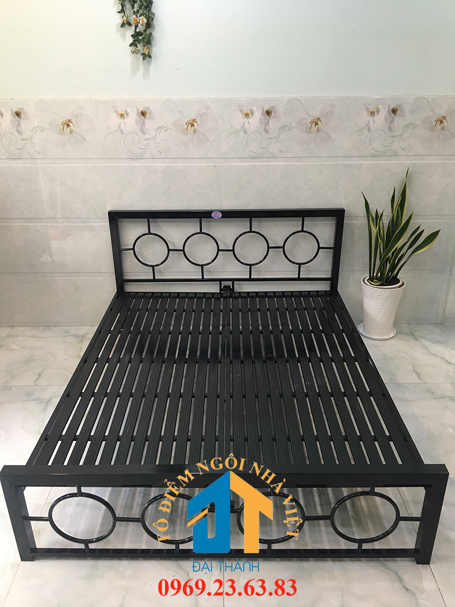 Giường sắt mỹ nghệ mẫu tròn kích thước từ 1m đến 1m8 x 2m Đại Thành