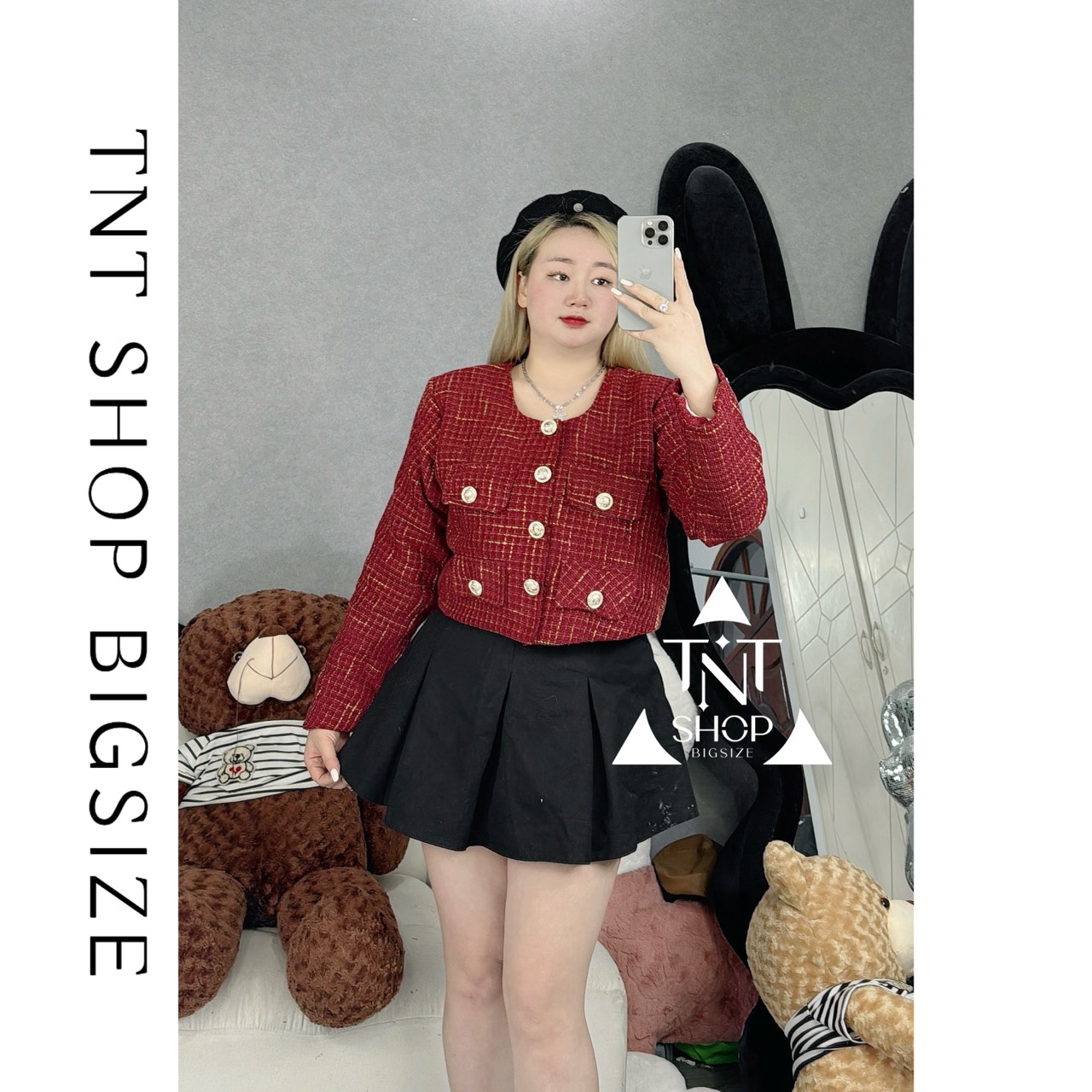 ÁO KHOÁC DẠ TWEED NẮP NÚT [TNT SHOP BIGSIZE 60KG 90KG] Nữ Women