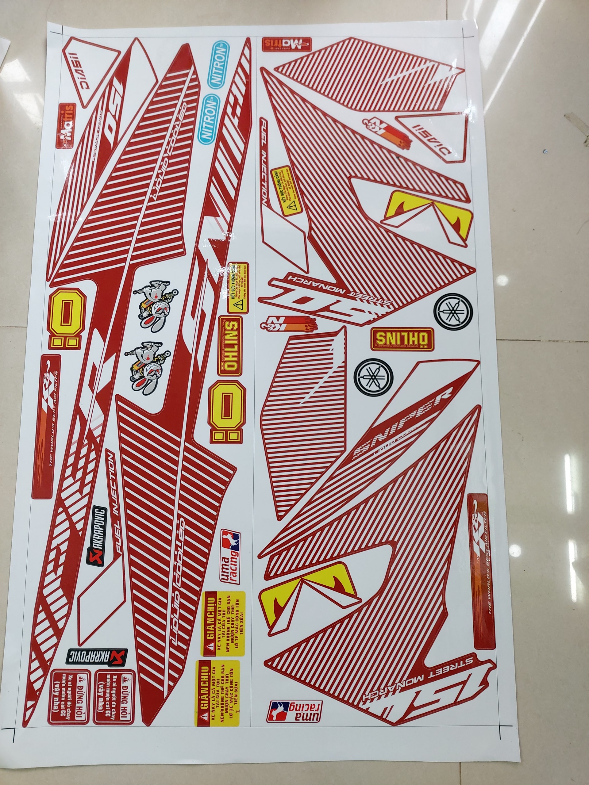 Tem exciter 150 snip sọc tặng kèm logo