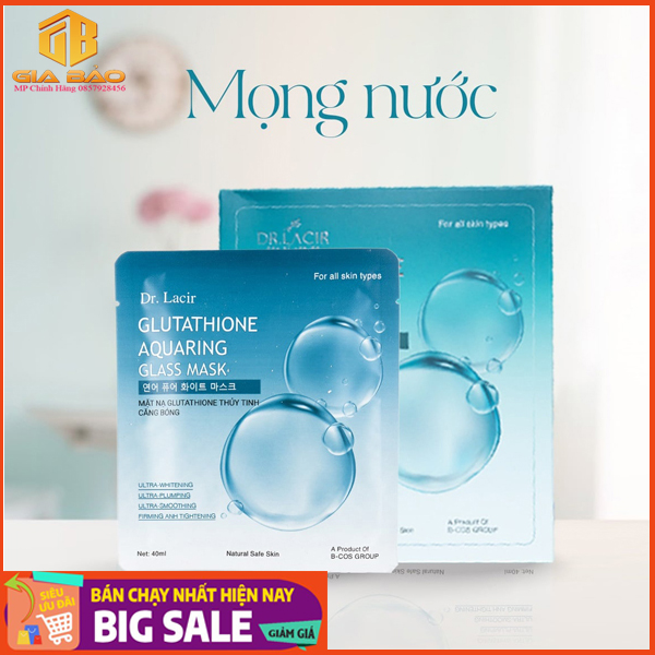 (6 miếng) Mặt Nạ Thủy Tinh Căng Bóng GLUTATHIONE Dr.Lacir