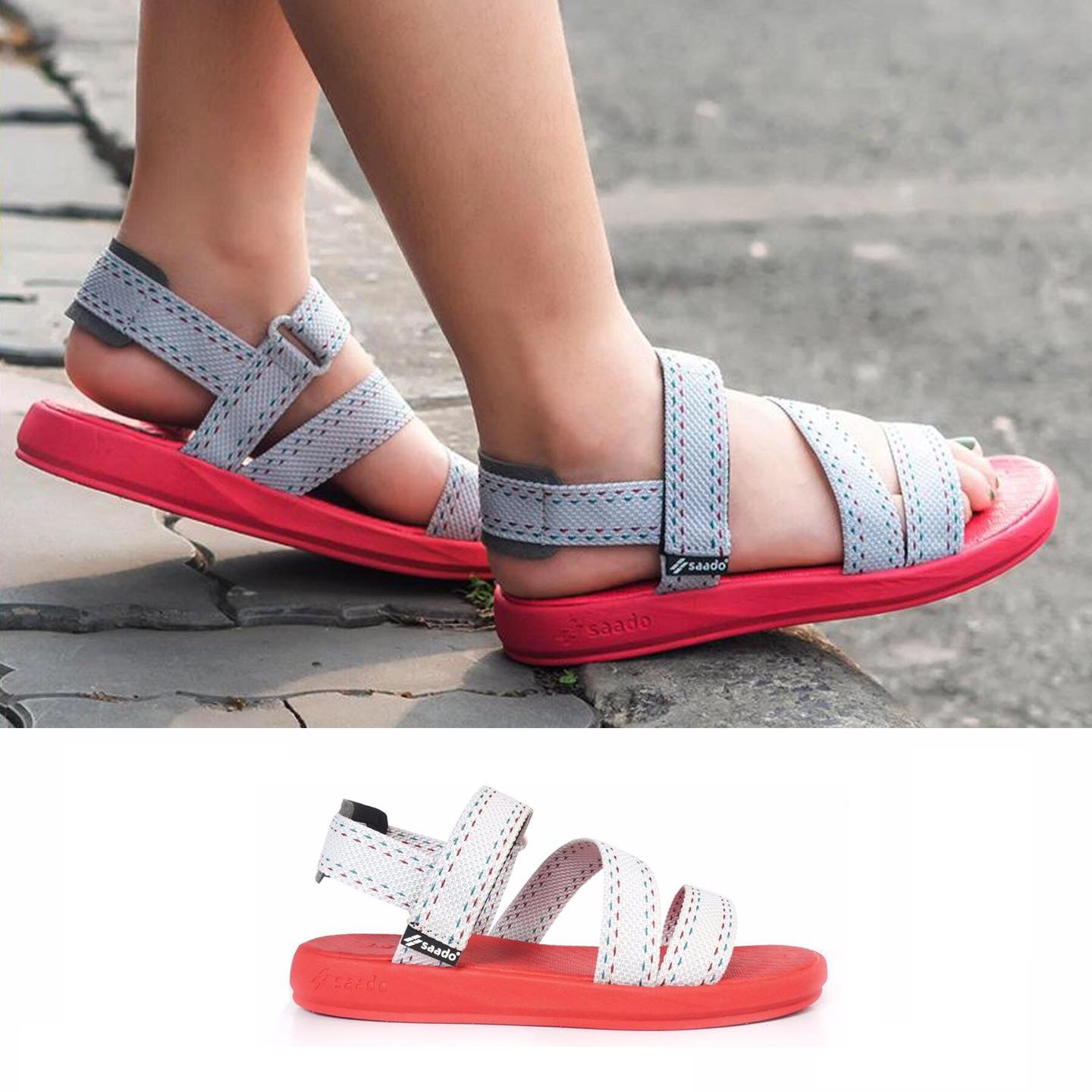 [HCM]Giày Sandal Nữ Saado Dải May QT06