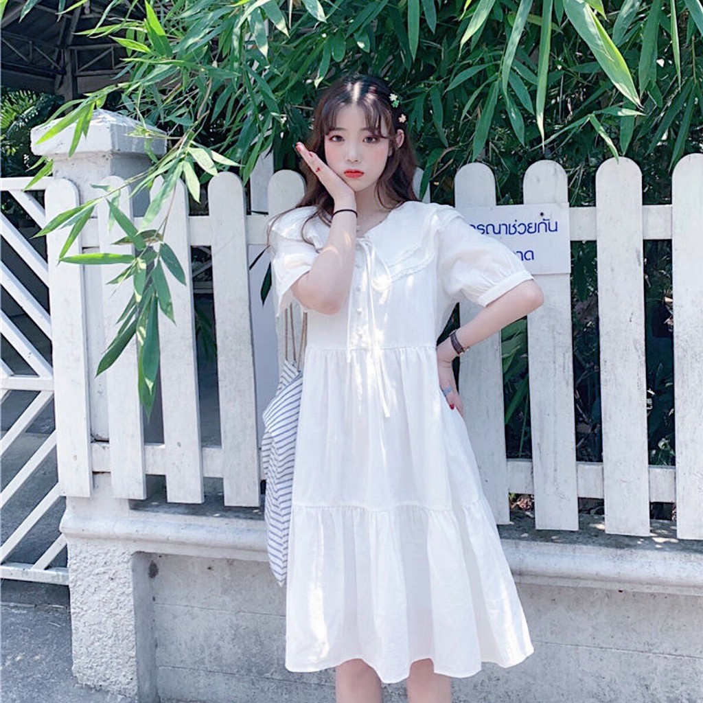 Đầm cổ viền ren 2 màu