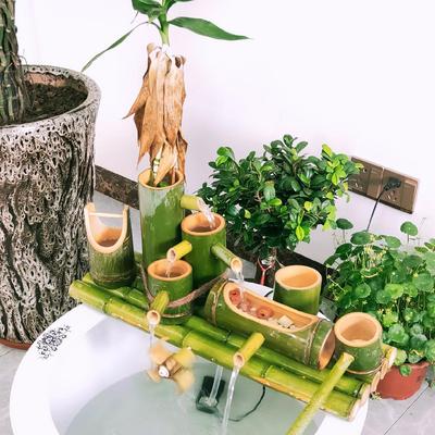 Thác nước phong thủy (tặng bánh xe gió)(thác nước bằng tre)