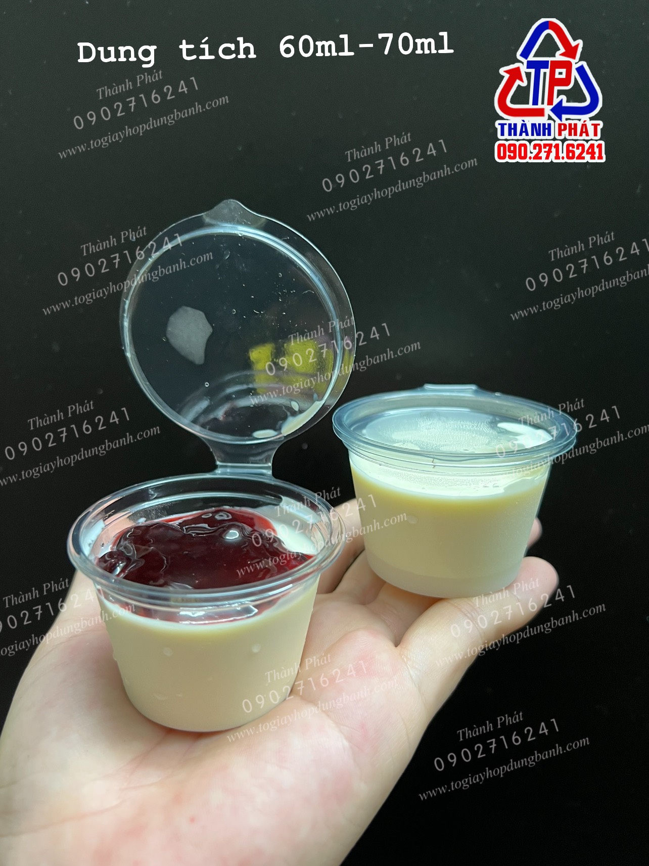 100 Hủ sốt 2.5oz nắp liền đựng panna cotta 70ml - đựng sốt kem - sốt trứng muối, hộp đựng nước chấm, nước tương, tương ớt
