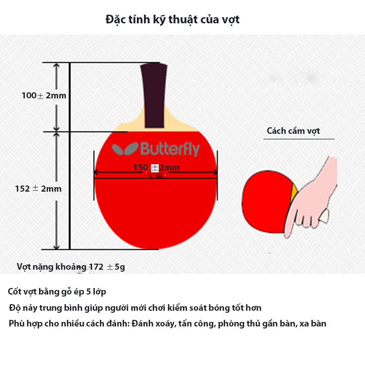 Vợt bóng bàn Butterfly B3