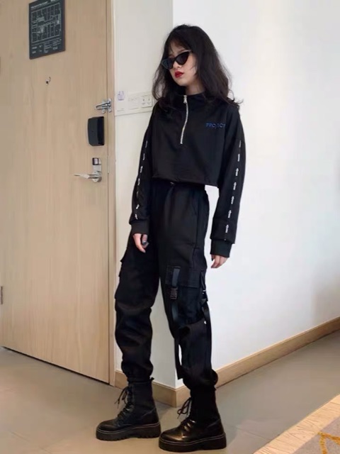 (Sẵn M L) Bộ đồ đen cá tính phong cách Hiphop- dancer có ảnh feedback