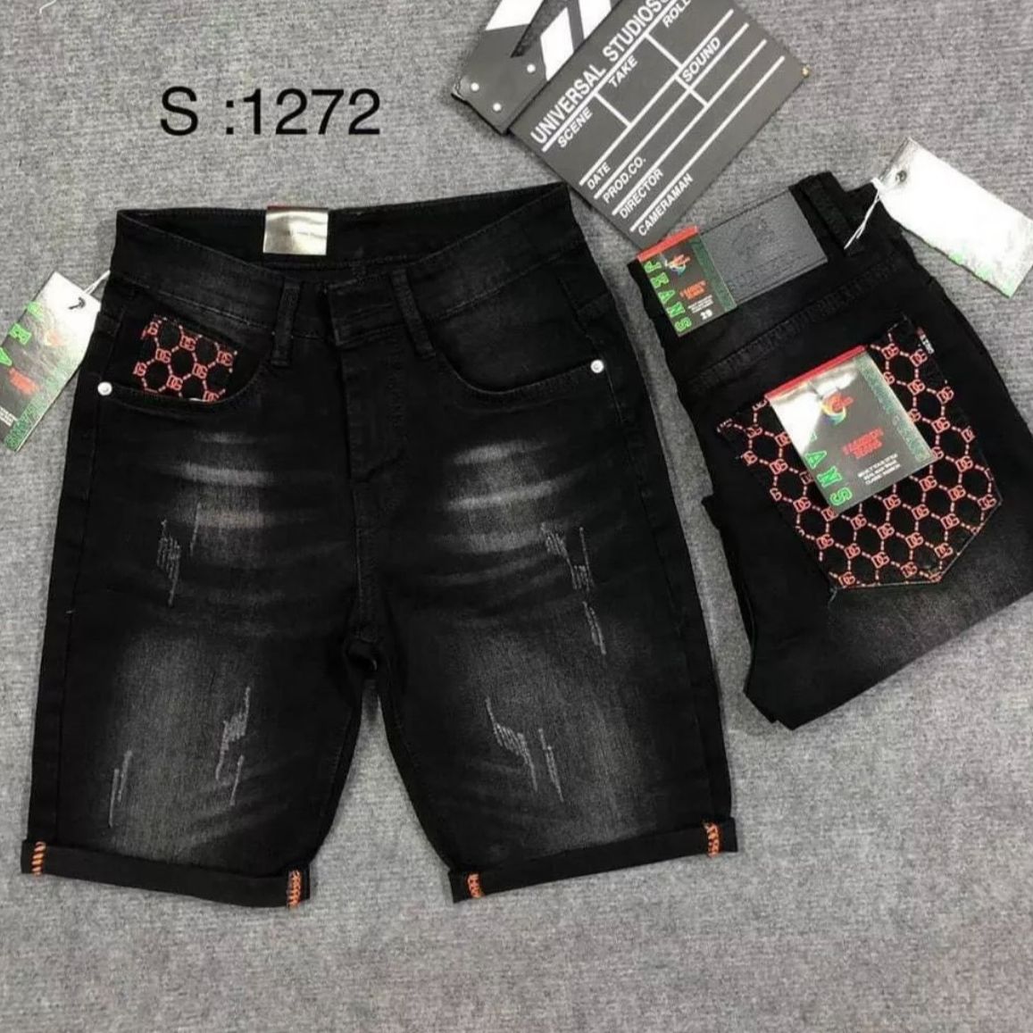 (FREESHIP) Quần short jean nam đen in logo túi quần short nam chất bò vải dày co dãn mẫu mới cao cấp