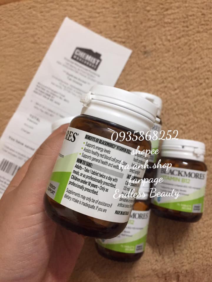 Vitamin B12 Blackmores 75 viên mẫu mới