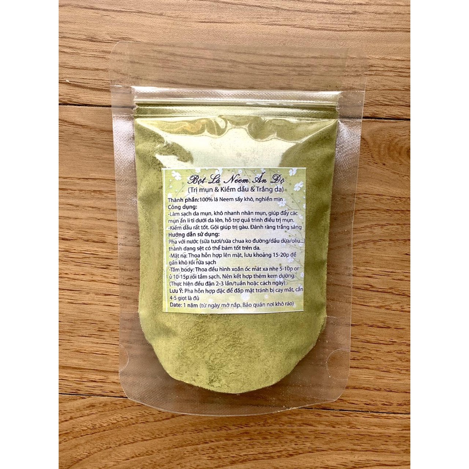 Bột Lá Neem Ấn Độ 100 Gram - Giảm mụn, Kiềm dầu, Mờ Thâm