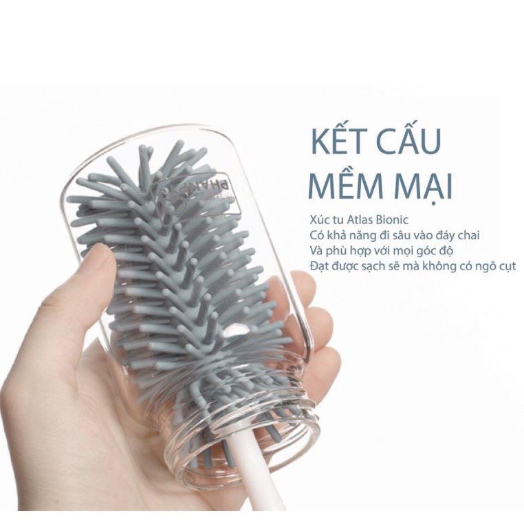 Cọ bình sữa và núm ti silicon cao cấp bộ 2 chi tiết