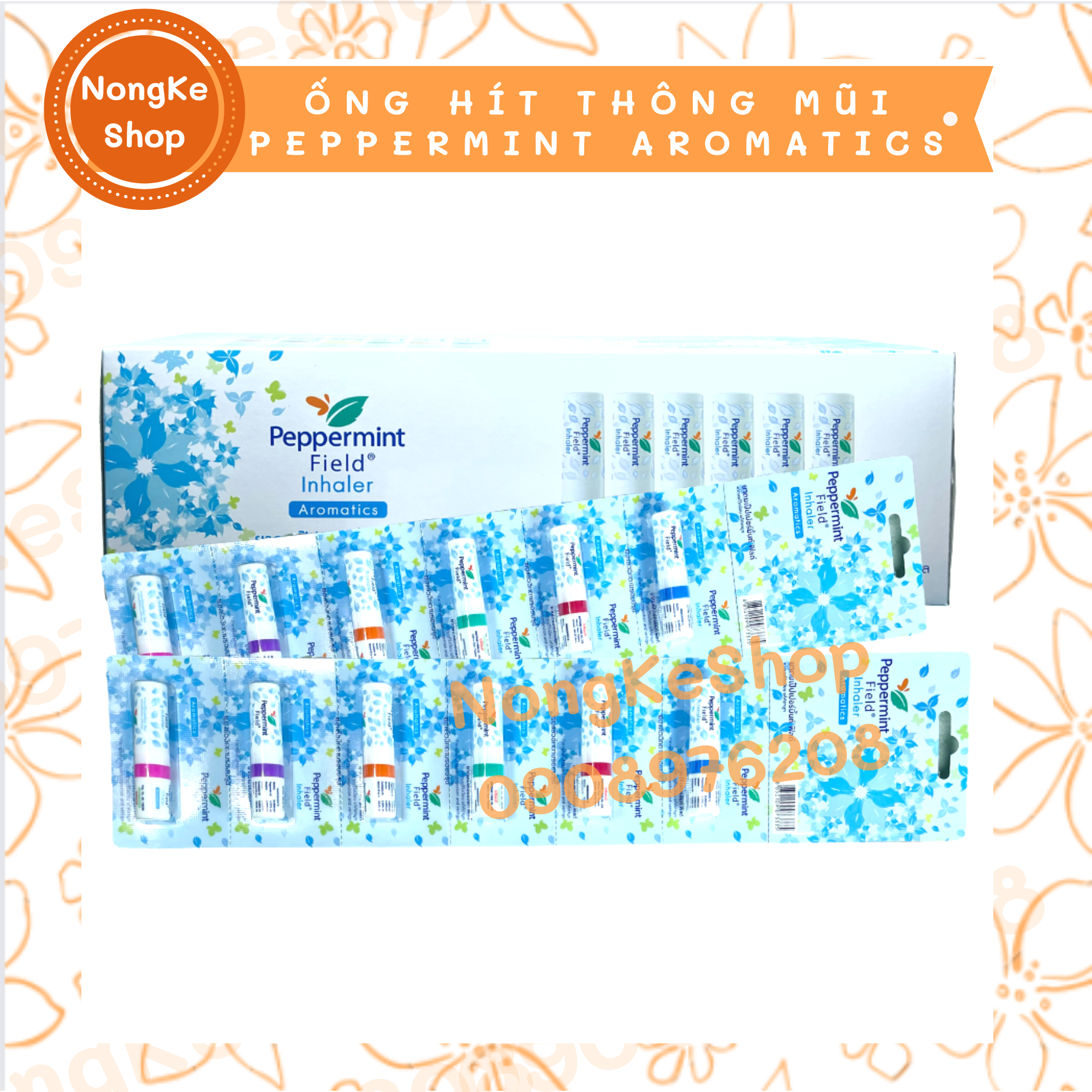 Combo 1 dây 6 ống hít thông mũi peppermint field thái lan