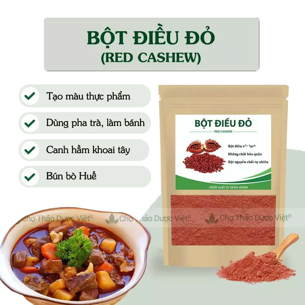 Bột hạt điều đỏ 1kg, bột màu điều, gia vị tẩm ướp tạo màu cho món cà ri, bánh trung thu, chiên xào