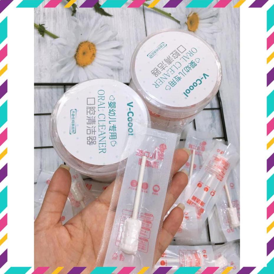 [Chính Hãng]   [Hộp 30 gói] Gạc rơ lưỡi V-Cool vệ sinh răng miệng cho bé 30 gói
