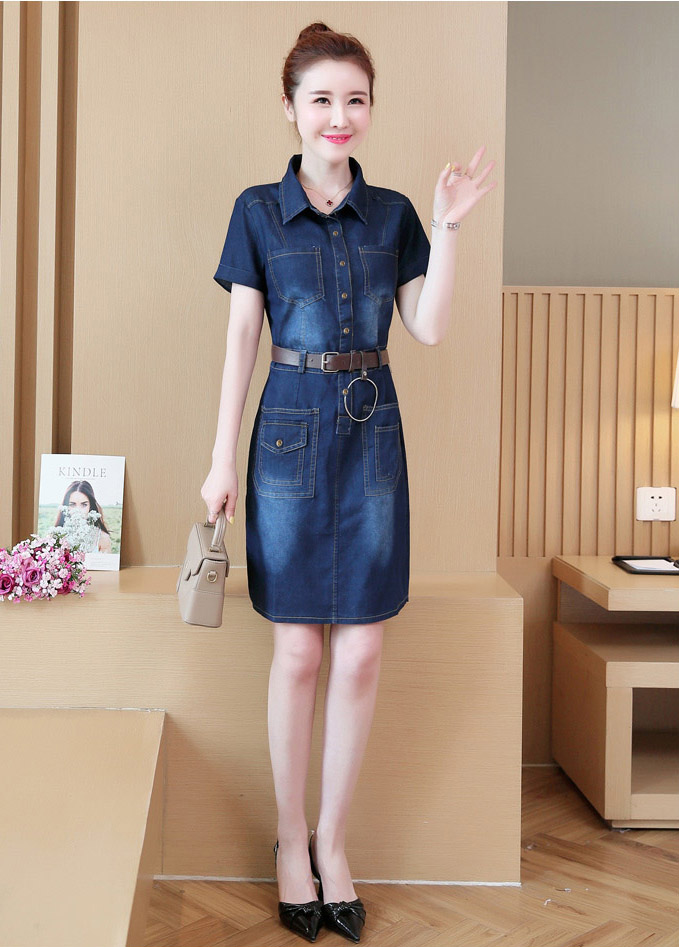 ĐẦM JEAN ÔM BODY CỔ SƠ MI D736