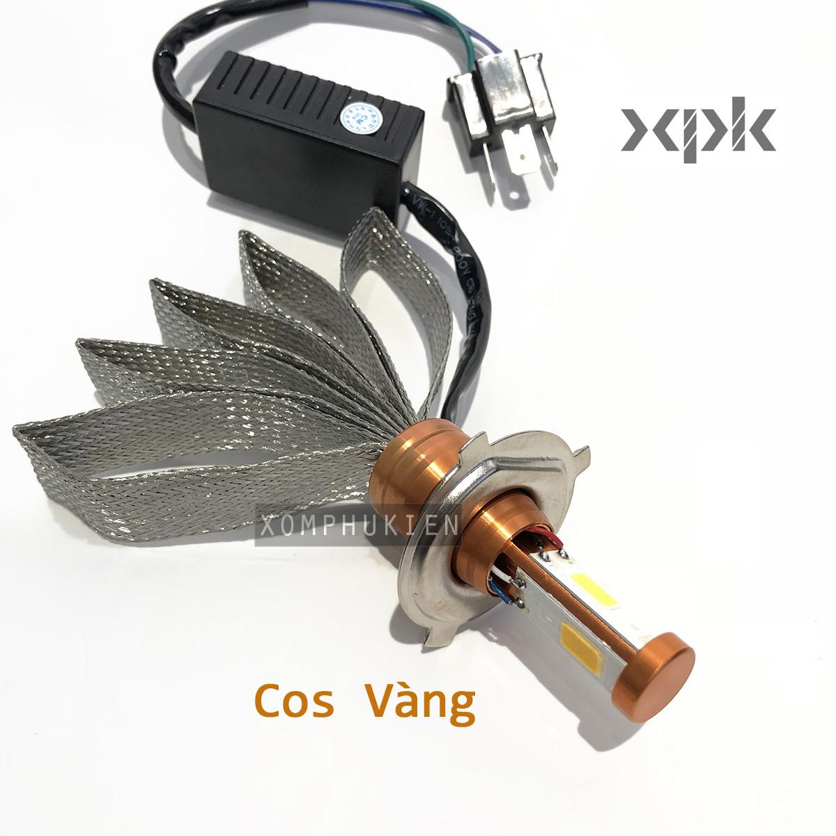[HCM]Đèn Pha Led 3 tim H4 Râu Vàng Nắng [ 1 Chiếc ]