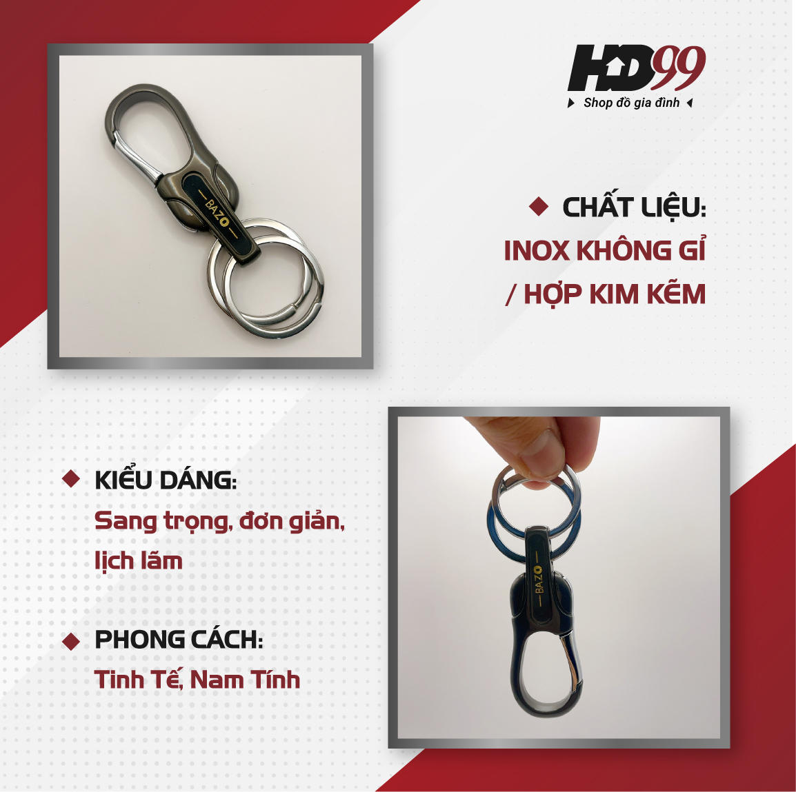 Móc Khoá Ô tô, Xe máy Cao Cấp BAZO B2328