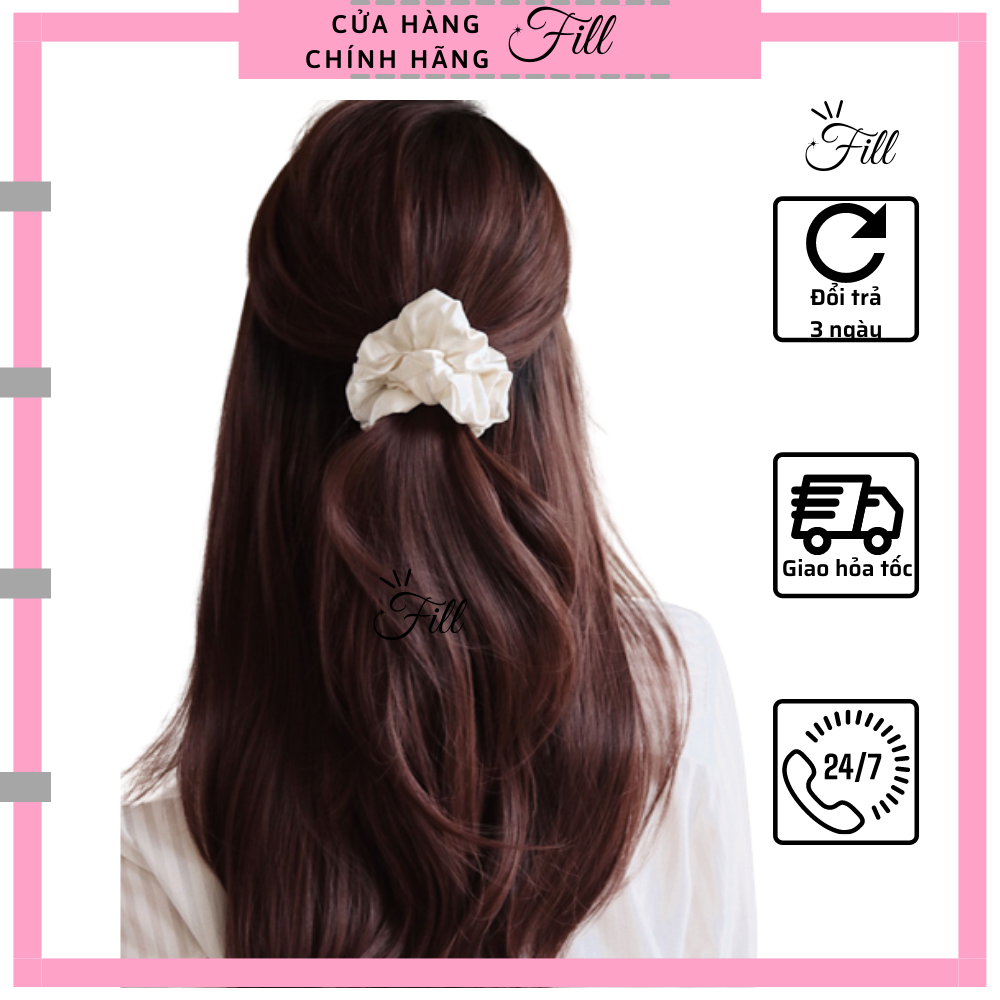 Thun buộc tóc lụa satin dây cột tóc scrunchies (cột tóc vải thanh lịch)