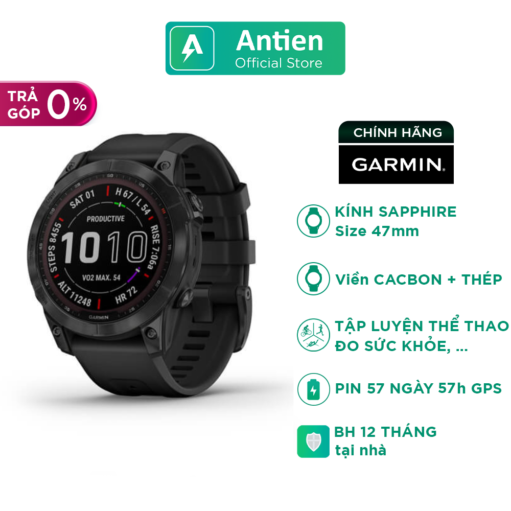 Đồng hồ thông minh Garmin Fenix 7, Sapphire Solar