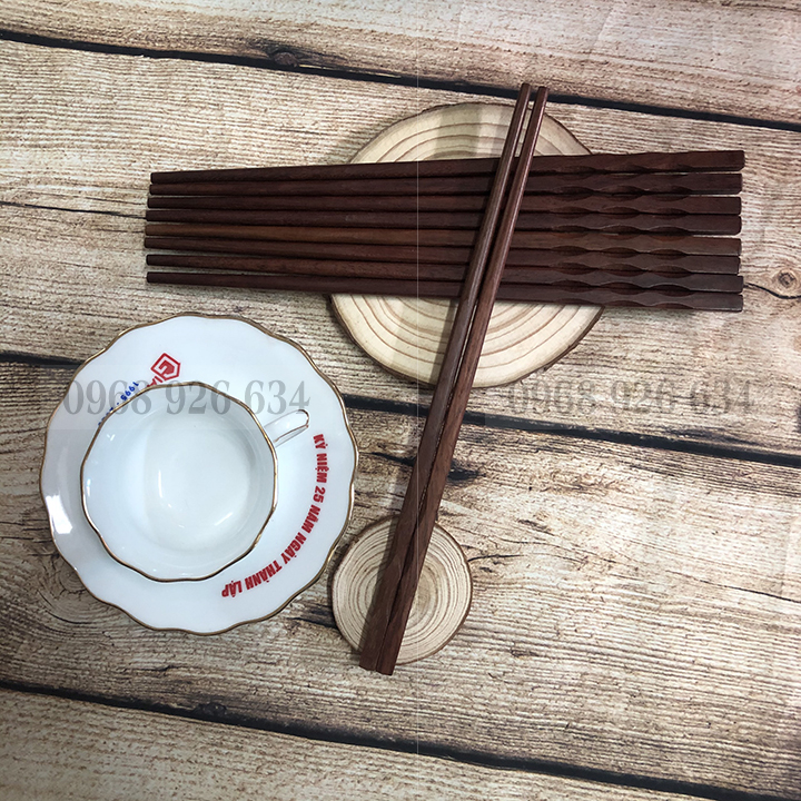 Đũa ăn cơm - Bộ 10 đôi đũa gỗ cẩm CAO CẤP - Đũa gỗ chống mốc