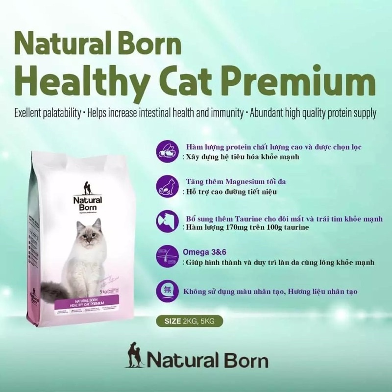 Thức ăn dinh dưỡng cho mèo mọi lứa tuổi Natural Born Hàn Quốc 5kg