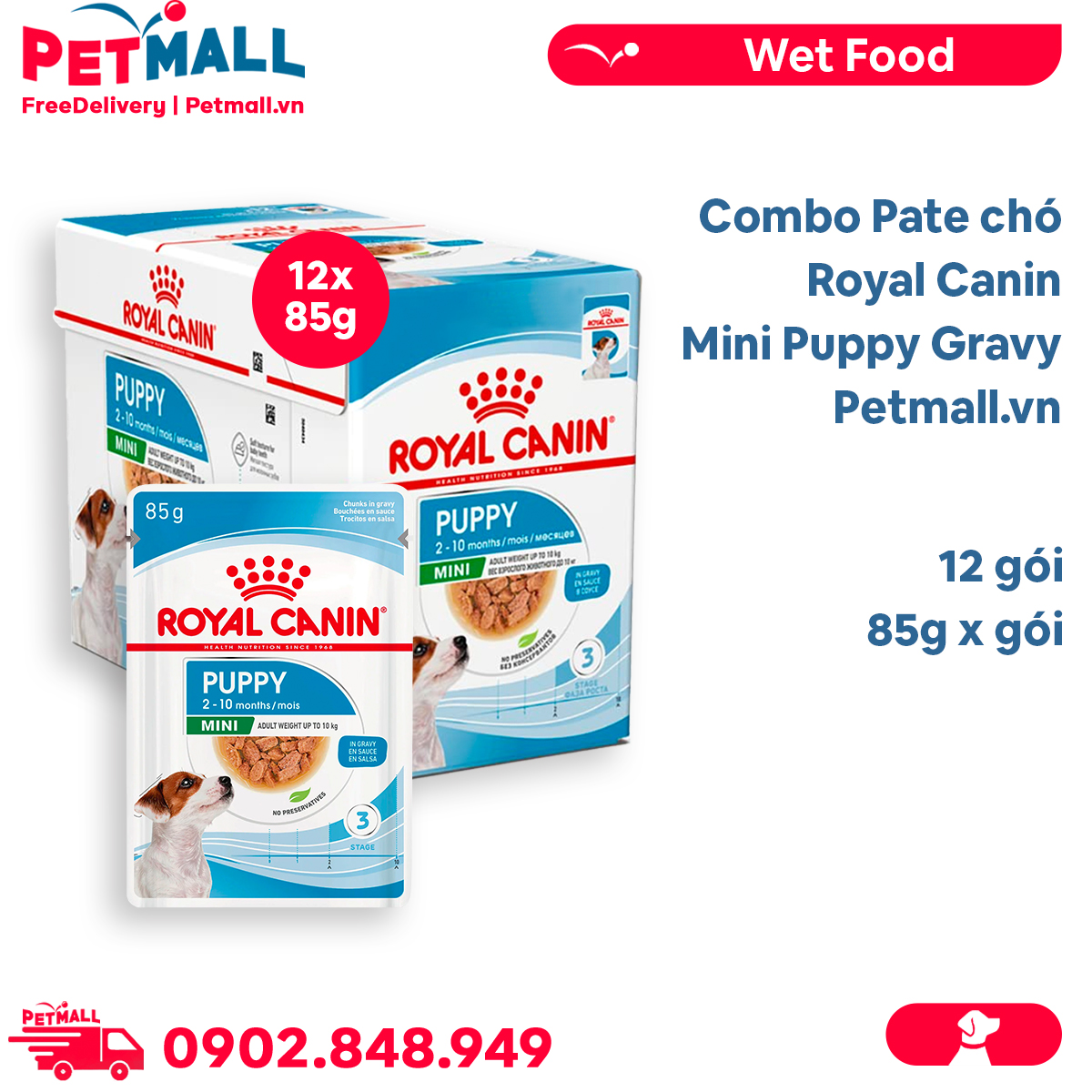 Pate chó Royal Canin Mini Puppy 85g - Gravy 1 hộp 12 gói Petmall