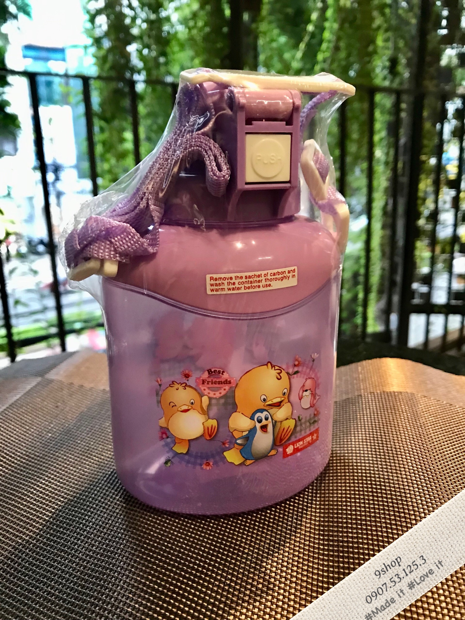 Bình nước lion star indonesia - nhựa pp5 an toàn tuyệt đối - kiểu xếp hình - có name tag - 650ml