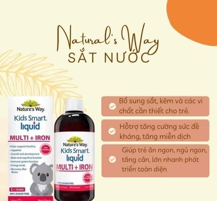 Sắt nước dạng siro Nature's Way Kids Smart Liquid Multi + Iron - 200ml  [ Date 8/2025 ]