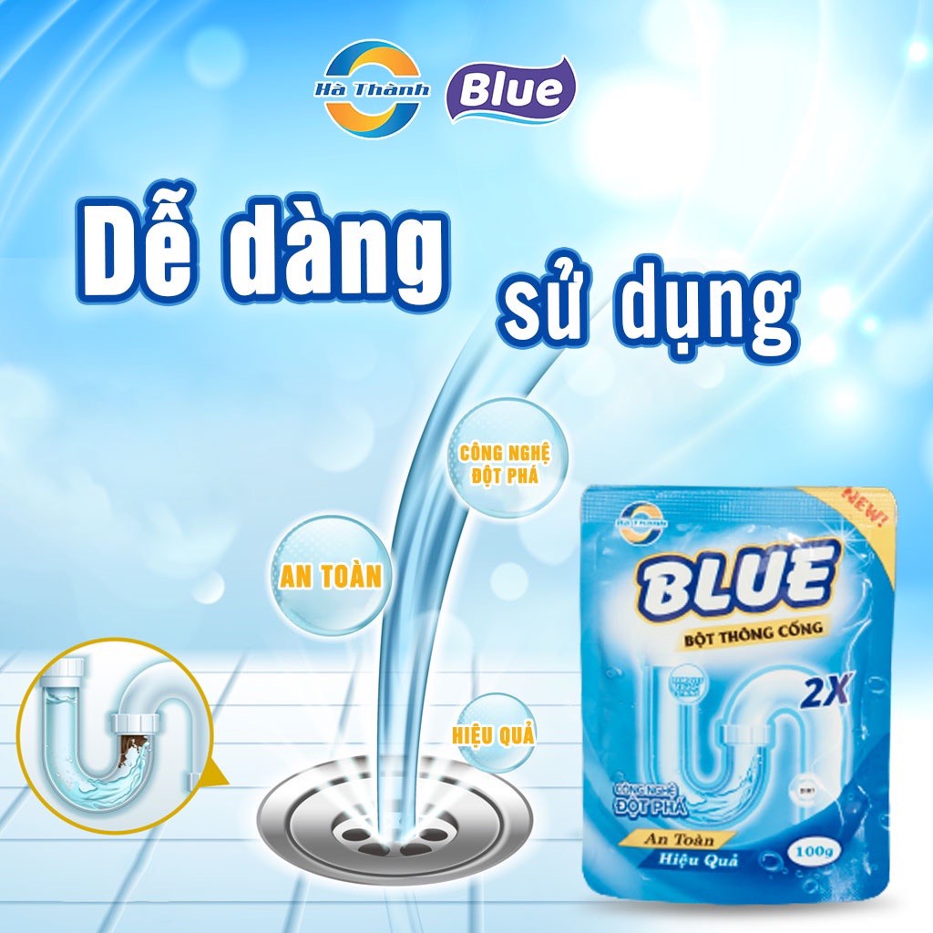 Bột Thông Cống Blue Hàn Quốc túi 100G, Combo 5 Gói