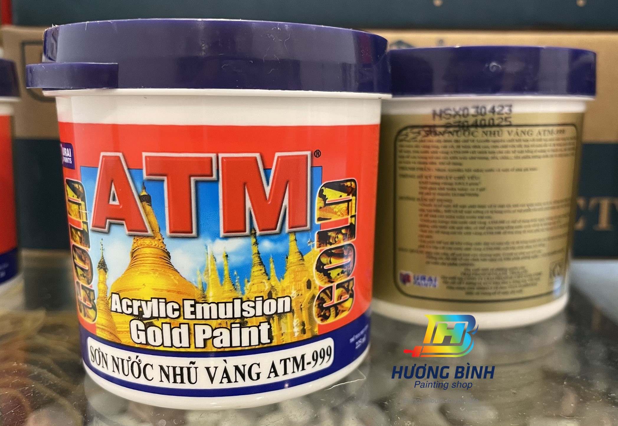 [Lon 225ml] Sơn nước nhũ vàng ATM - 999