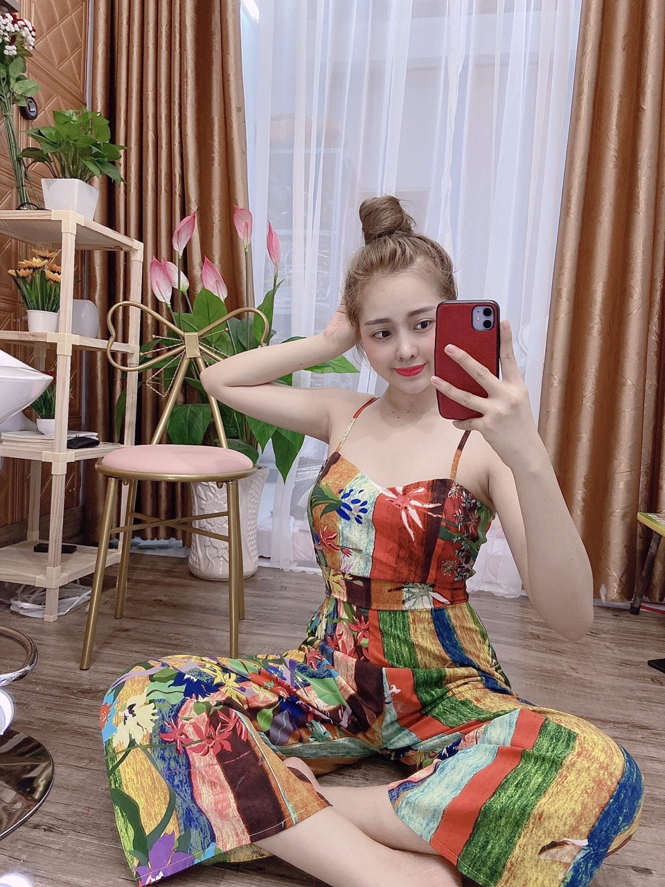 jumpsuit thổ cẩm 2 dây cao cấp-THH