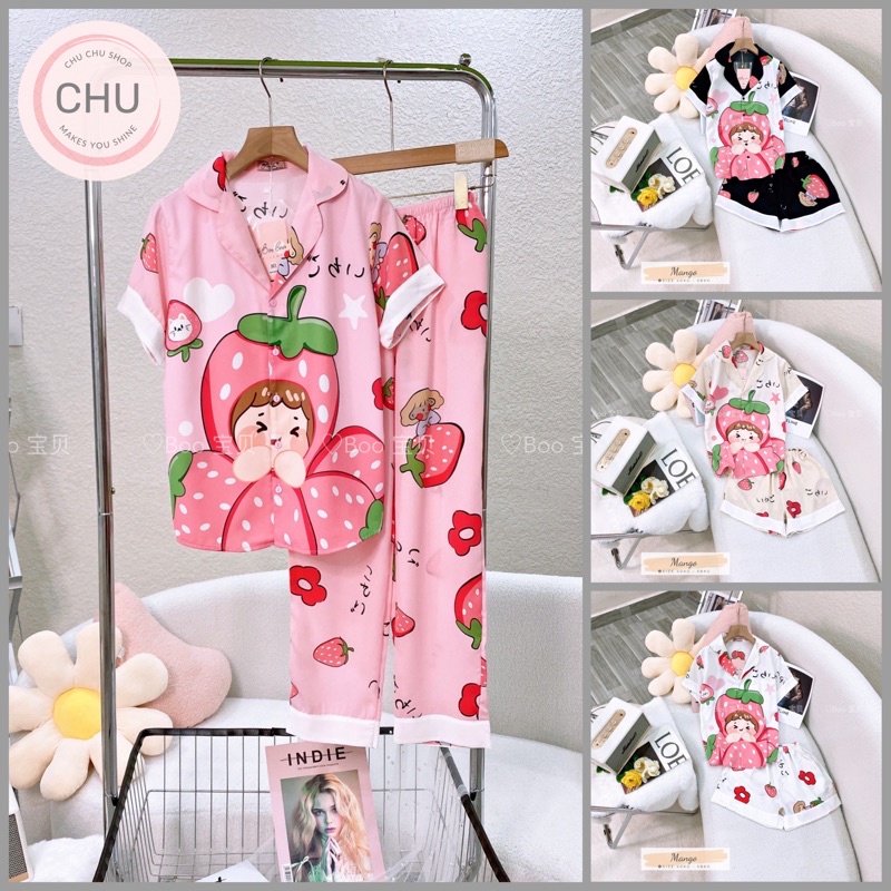 Đồ Bộ Mặc Nhà Pijama Boo Lụa Mango Freesize(40-58kg) Form Đùi +TNQD_Hoả Tốc HCM