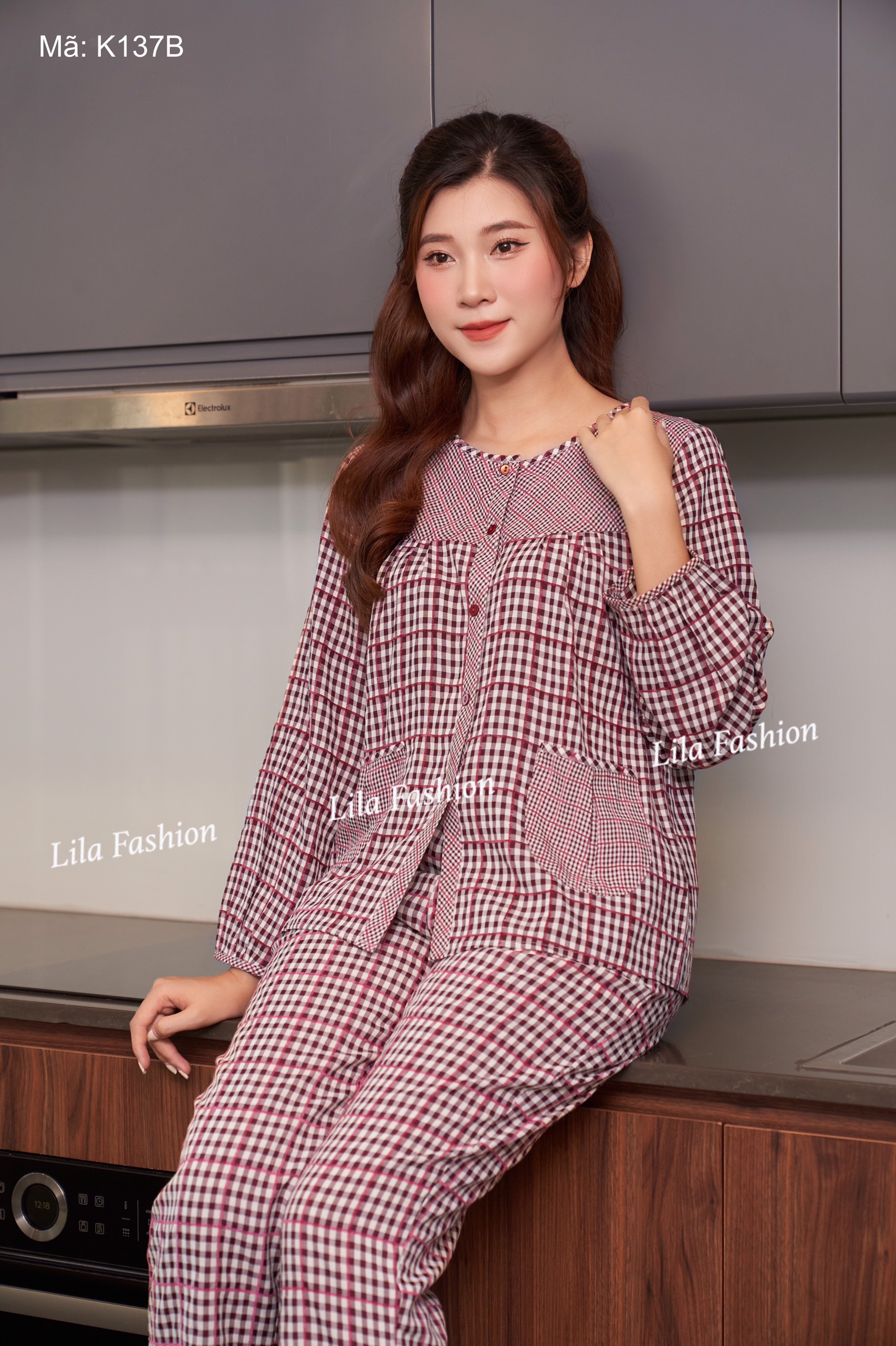 K137_Đồ bộ mặc nhà dài tay phối