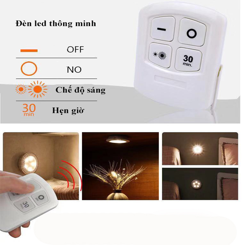 [HCM]Bộ 3 Đèn Led Có Remote Hẹn Giờ Điều Khiển Từ Xa