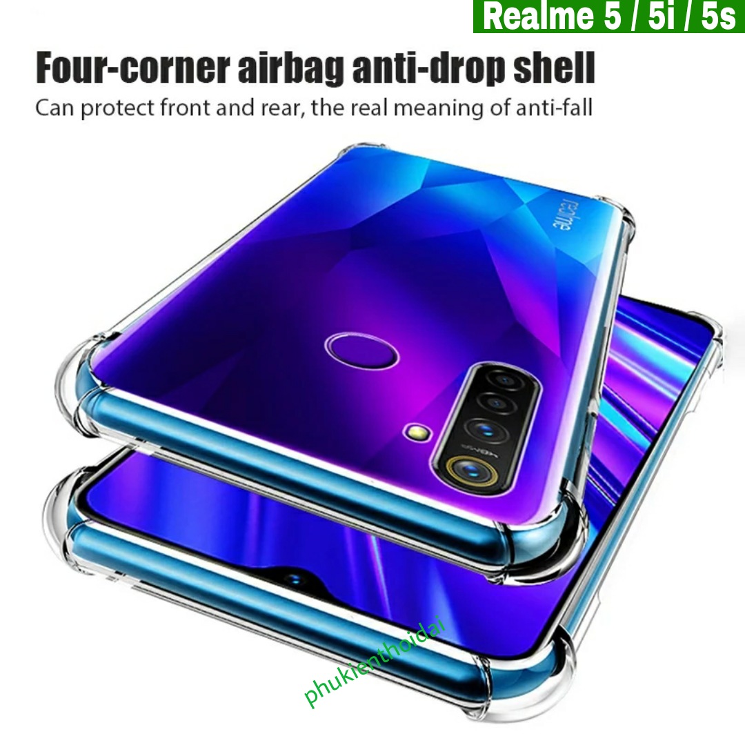 Ốp lưng Oppo Realme 5 / 5i / 5s dùng chung dẻo trong lồi 4 góc cao cấp lâu ố vàng